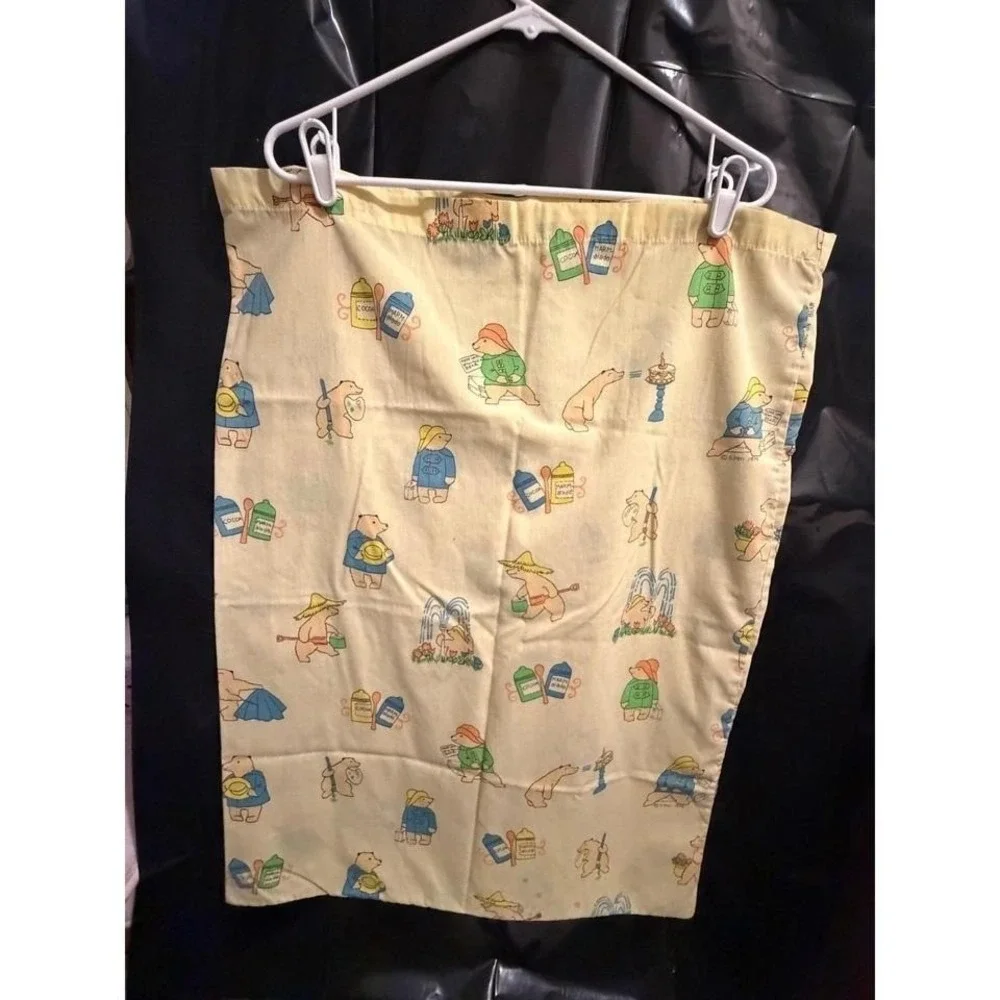 Vintage 1976 Eden Paddington Bear Pillowcase Yellow Graphic Print Kids Bedding‎